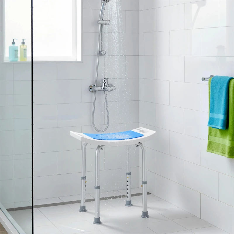 Height Adjustable Shower Chair, 20.5"W Aluminum Shower Stool for Inside Shower with Suction Cup Feet, EVA Padded Bath Seat for Senior, Elderly, Disabled