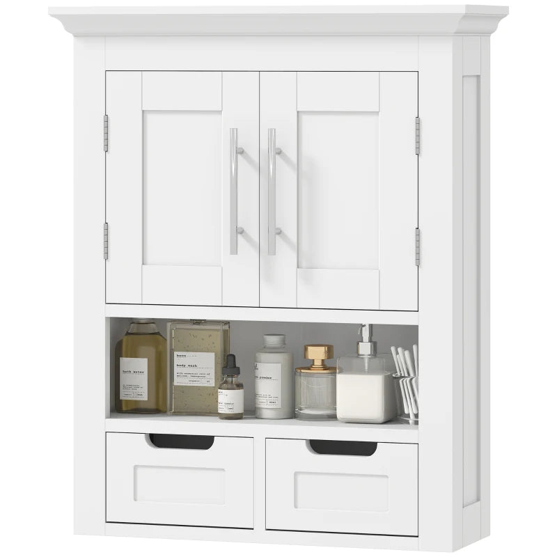 Bathroom Wall Cabinet, Medicine Cabinet, Toilet Storage Cabinet with Shelf for Living Room and Entryway, White