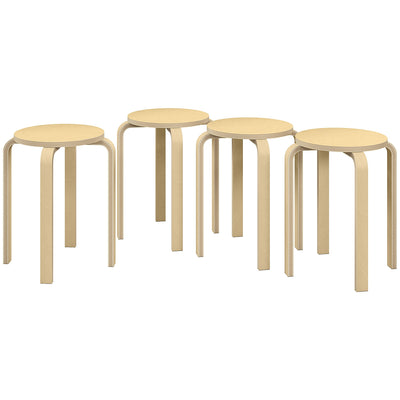 HOMCOM Set of 4 Round Stackable 18-Inch Backless Stacking Stools for Kitchen Dining Office Outdoors 