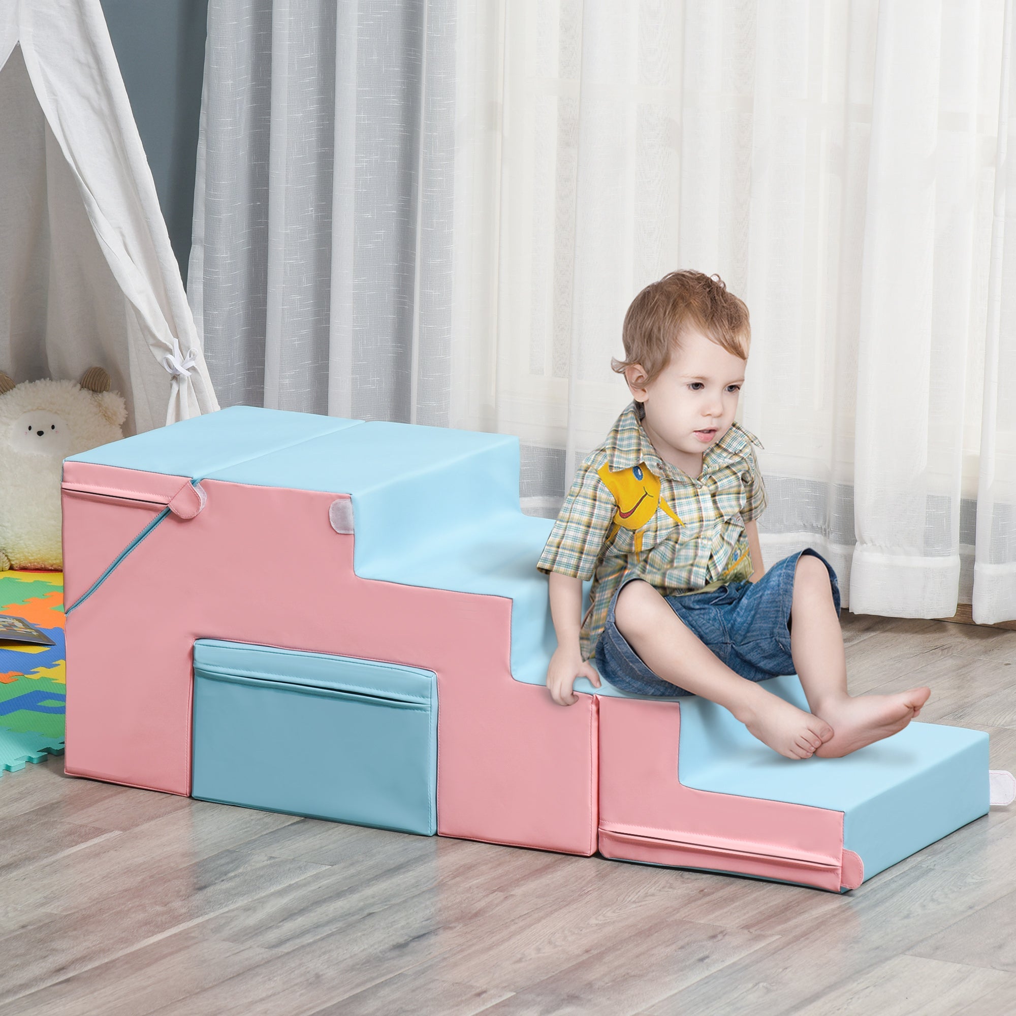 Qaba 2-Piece Foam Climb & Crawl Set: Toddler Nuggets for Climbing, Crawling Play Zone 