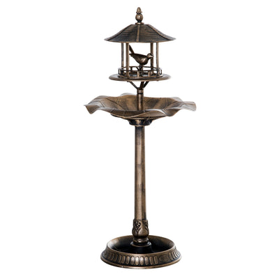 Outsunny Garden Bird Bath Pedestal with Feeder Water Basin Flower Planter 3-in-1 