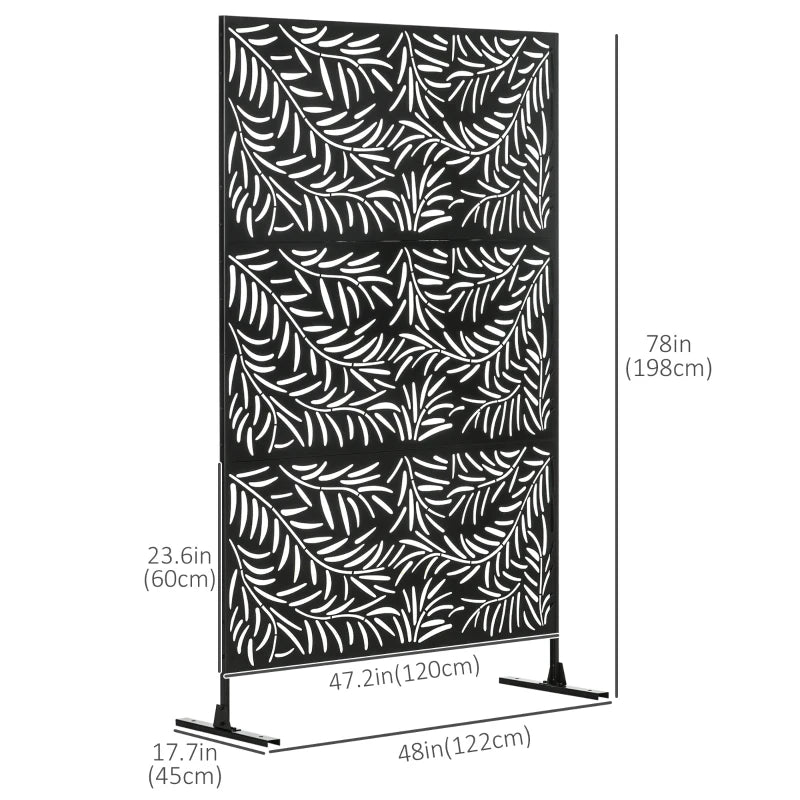 Metal Outdoor Privacy Screen, Decorative Outdoor Divider with Stand and Expansion Screws, Freestanding Privacy Panel for Garden Deck Pool Hot Tub, Willow Branch Style