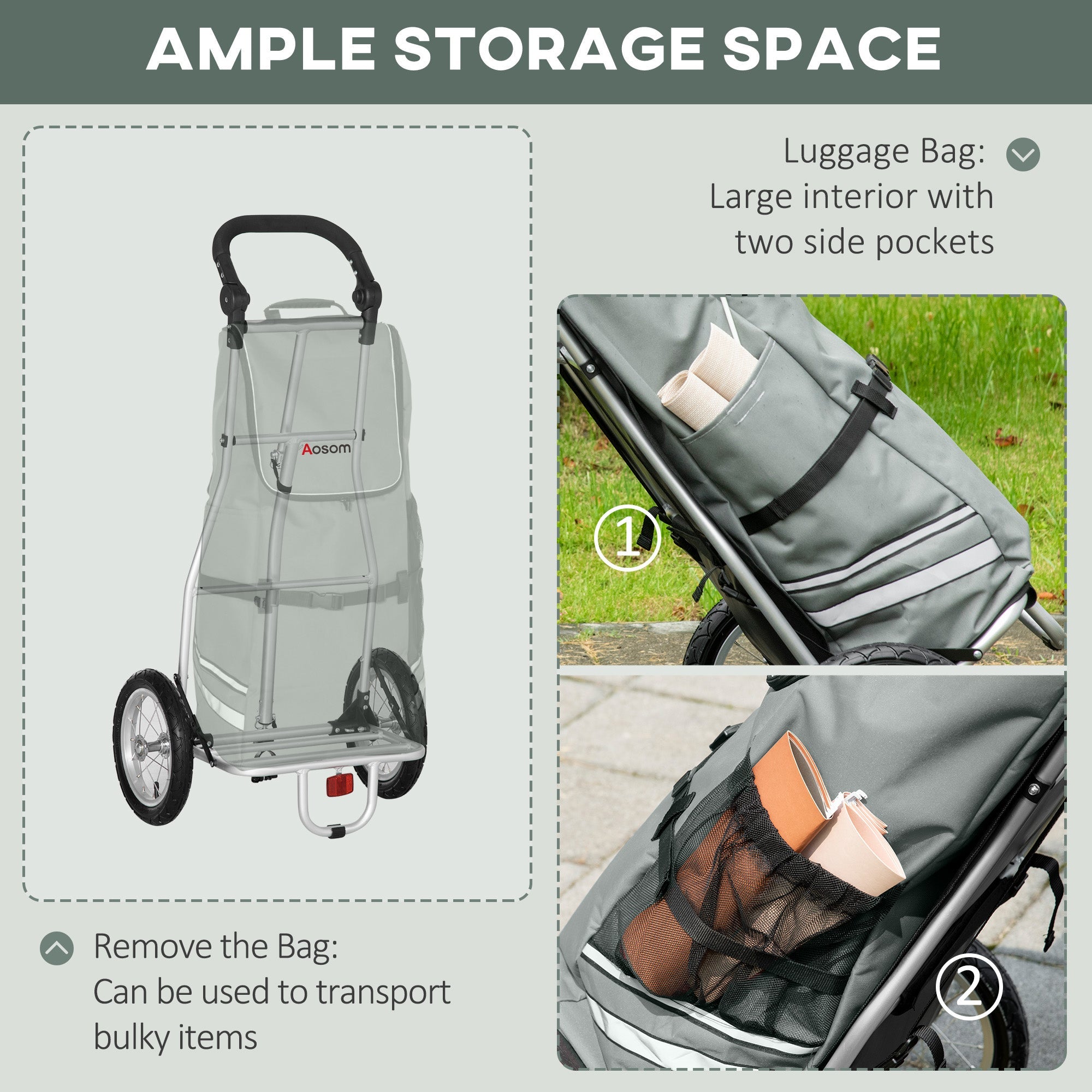 Soozier Bike Trailer, Bicycle Cargo Trailer with 12" Wheels, Reflective Strips, Outdoor Wagon Carrier with Aluminum Frame 