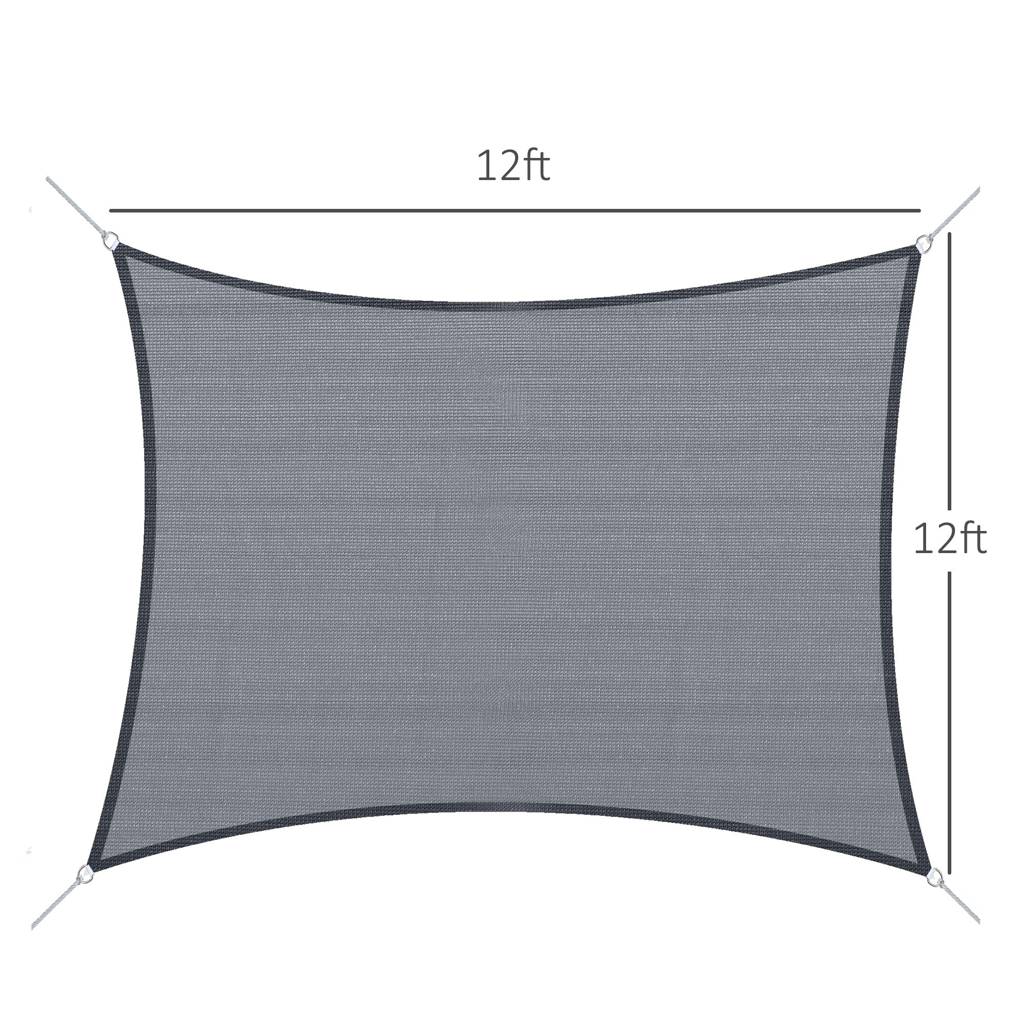 Outsunny 12’ Square Sun Sail Shade Grey UV Protector Outdoor Patio Lawn Canopy Shelter with Carrying Bag 