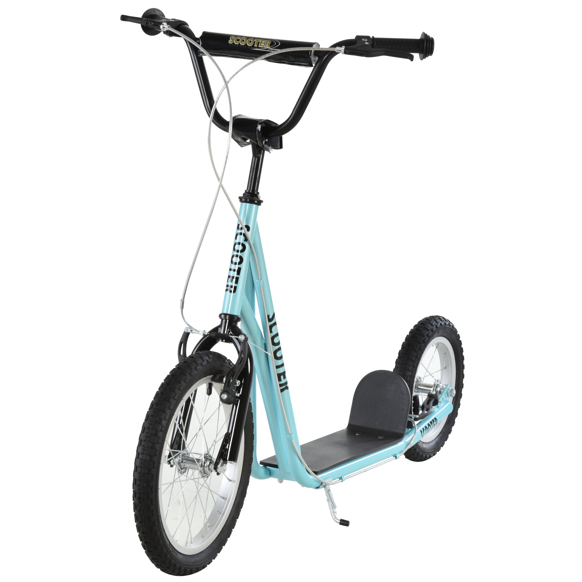 Aosom Big Wheel Scooter for Teens Youth Adjustable Handlebar with Dual Brakes Inflatable Wheels 
