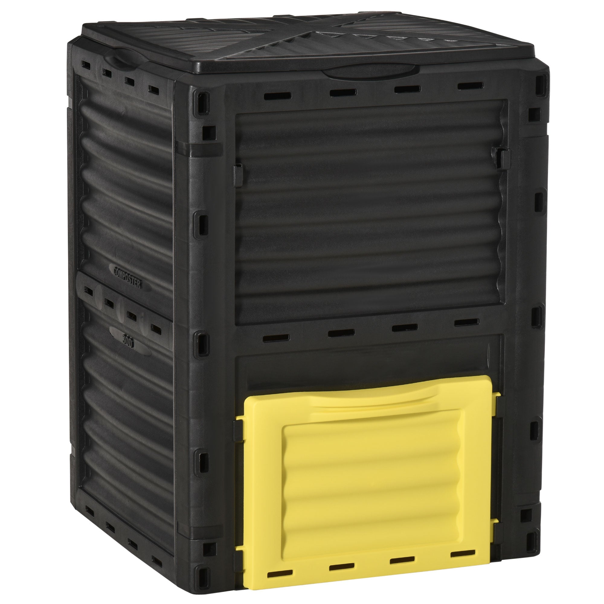 Outsunny Garden Compost Bin Large Outdoor Compost Container 80 Gallon Fast Creation of Fertile Soil Aerating Compost Box, Yellow 