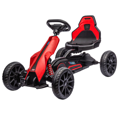 Aosom 12V Kids Electric Go Kart Racer Outdoor Car Forward Backward Adjustable Speed Red for Ages 3-8 