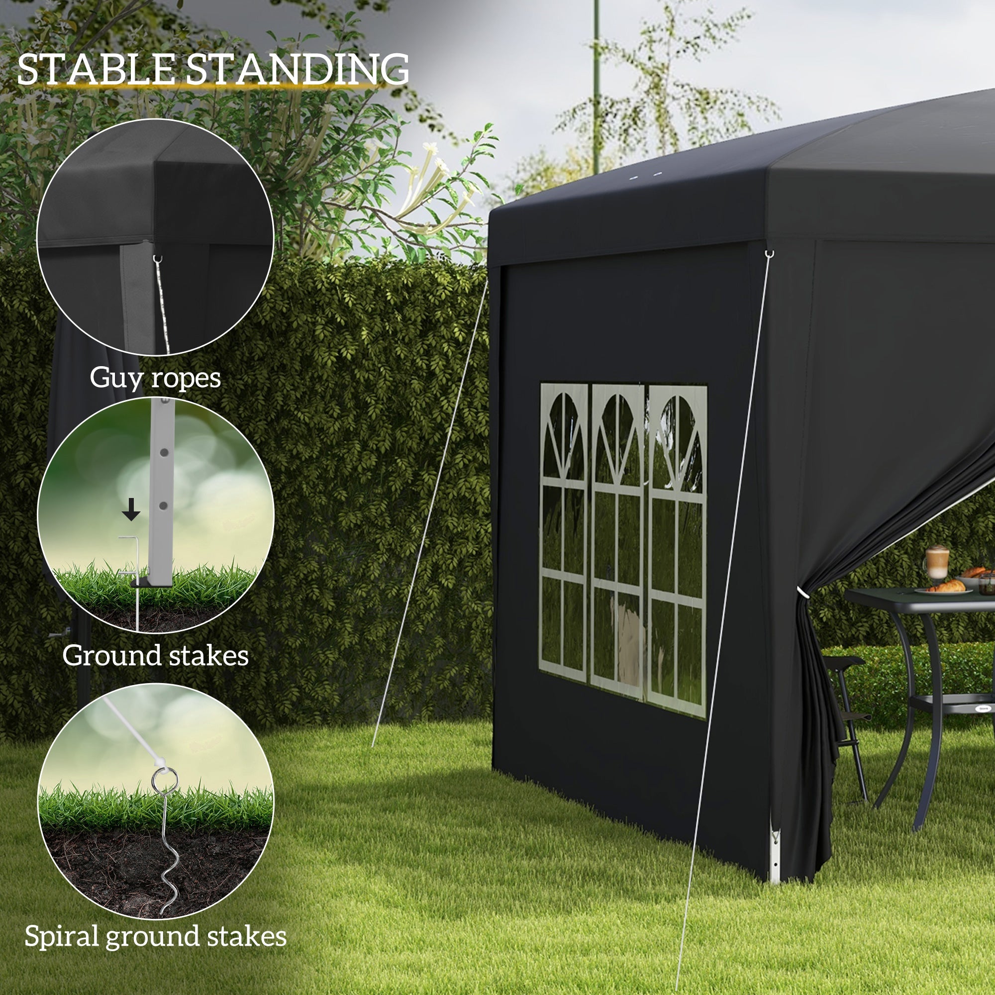 Outsunny 10'x10' Pop Up Party Tent Outdoor Wedding Gazebo Canopy Carrying Bag Black 