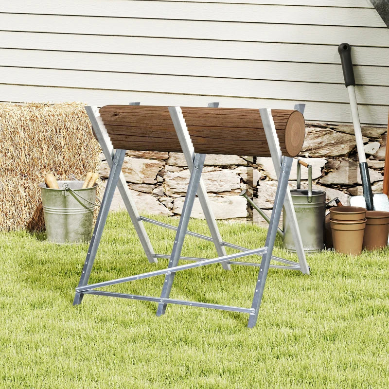 Portable Sawhorse Heavy Duty Cutting Stand Steel Adjustable Work Support, Foldable Sawhorse Stand 220 lbs Weight Capacity