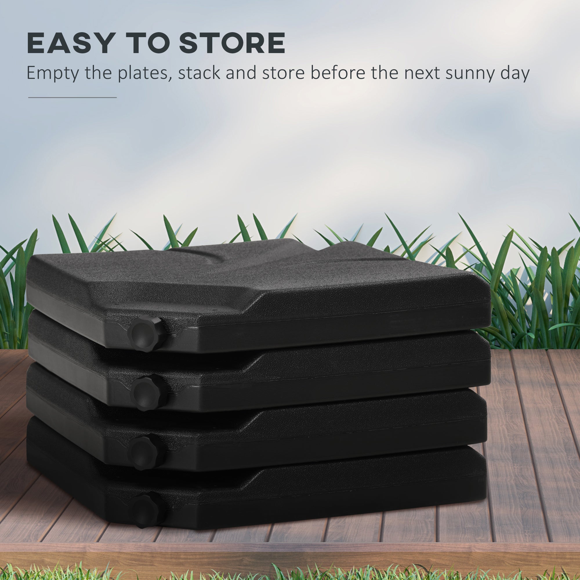 Outsunny 4 Piece Umbrella Base Stand Cantilever Weight Plates U Locking 123 lb Water 158 lb Sand Support 