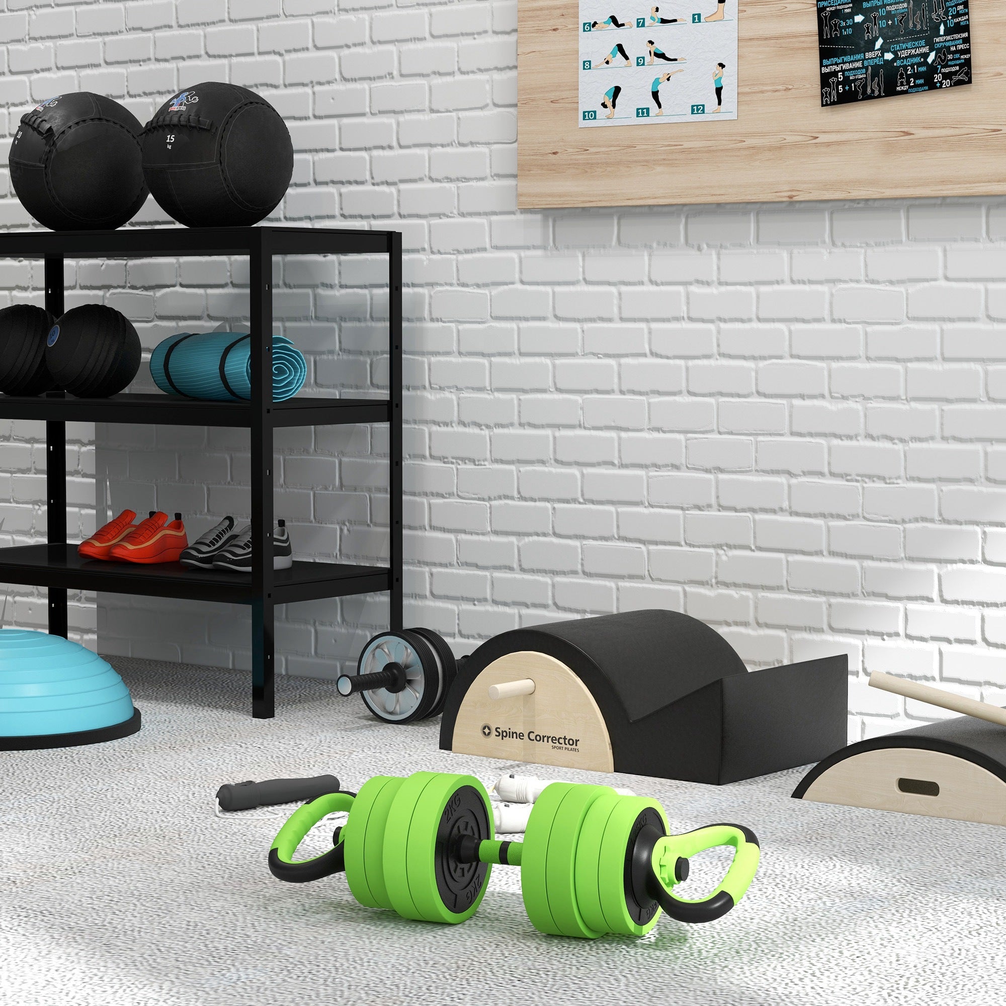 Soozier 4-in-1 Dumbbell Set: 44lbs Adjustable Weights for Barbell, Kettlebell, Push-Up & Fitness Training at Home, Green 
