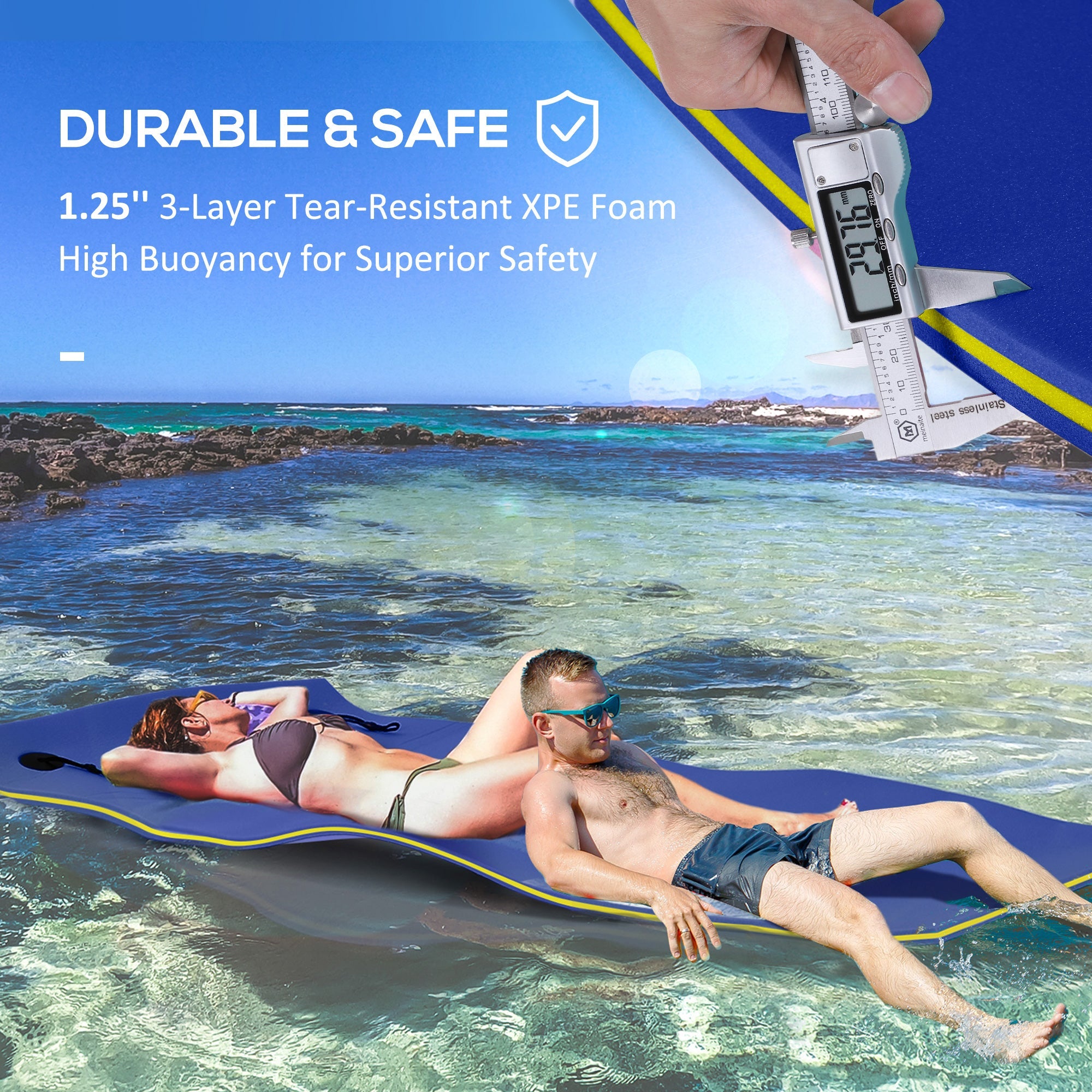 HOMCOM Roll-Up Pool Float Pad for Lakes, Oceans, & Pools, Water Mat for Playing, Relaxing & Recreation, Blue 