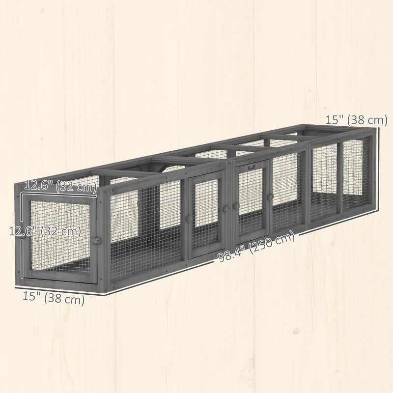 Cat Tunnel, Outdoor Cat Enclosure with Combinable Design, 8 Doors, 98" Kitty Toys for House, Window, Cage, Dark Grey