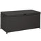 Outsunny Outdoor Storage Box Wicker Patio Deck Bin Rattan Foot Stool w/Steel Frame Large Capacity Rectangle Coffee Table w/Handle