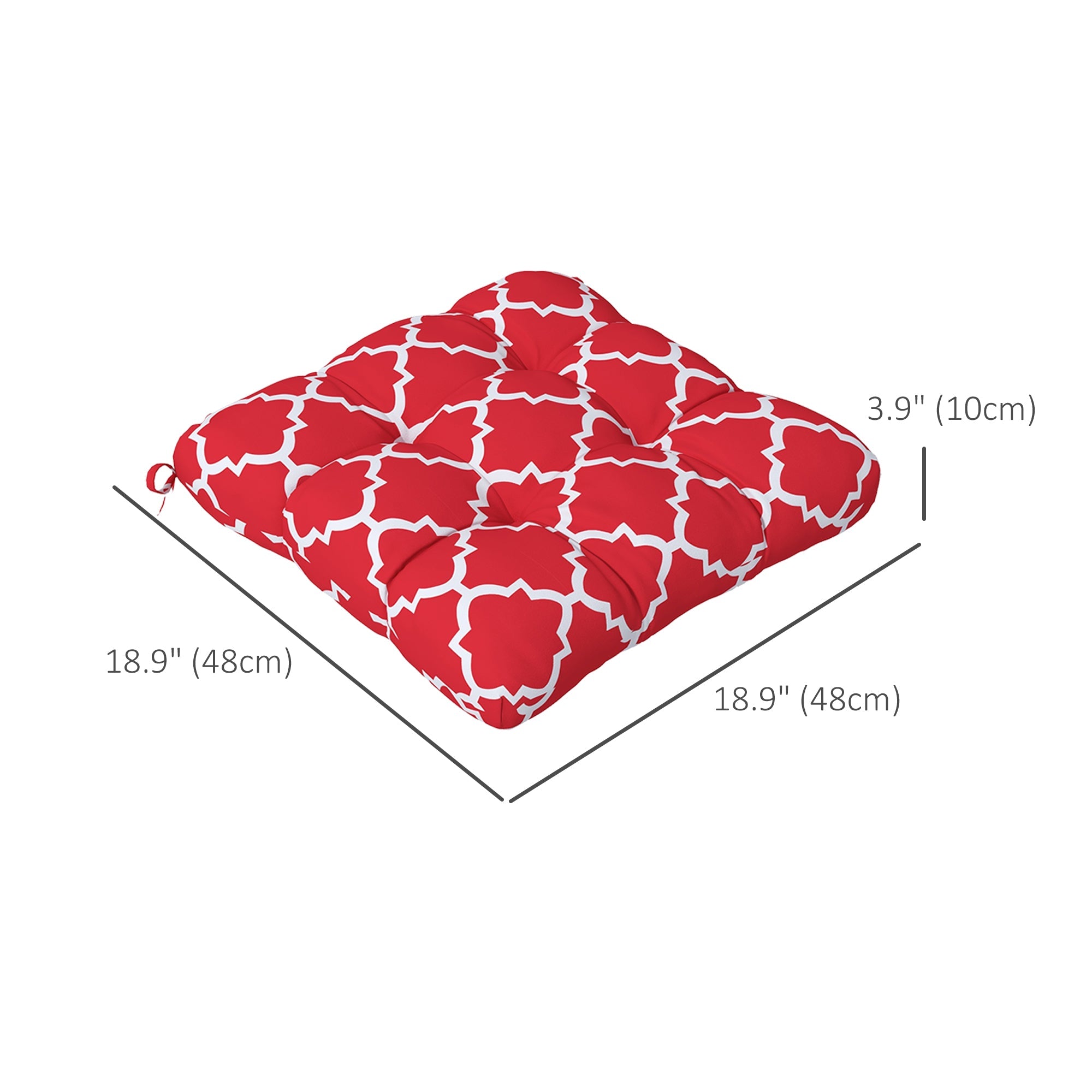 Outsunny 4-Piece Red & White Outdoor Chair Cushions with Ties, Durable & Soft Patio Chair Pillow Replacement Set 