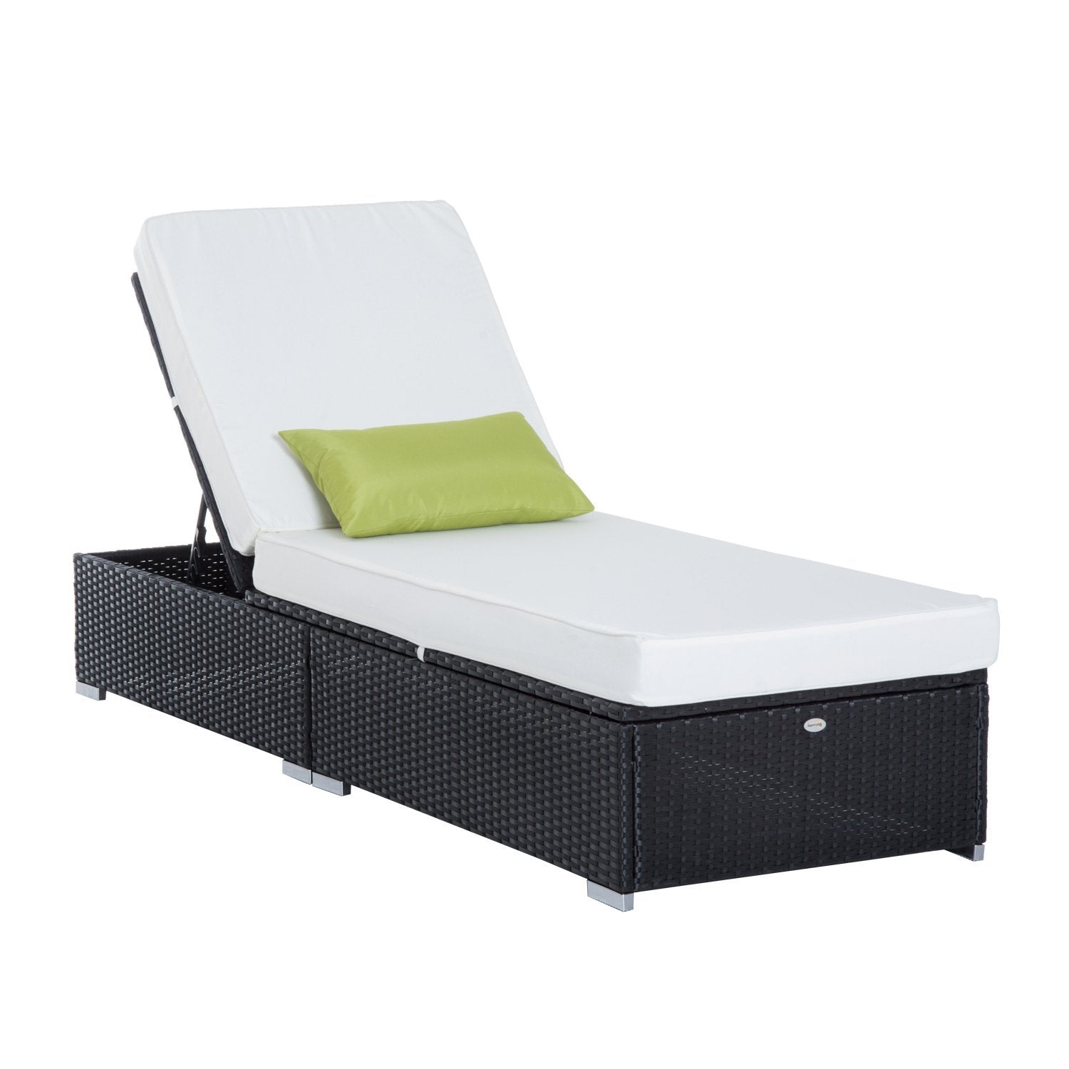 Outsunny Luxury Patio Sun Lounger in Cream PE Rattan Outdoor Chaise with Aluminum Frame Elegant Garden Furniture 