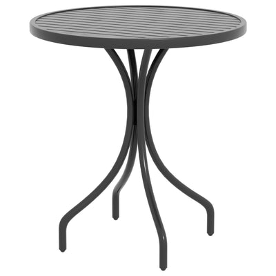 Outsunny 26" Round Outdoor Side Table with Steel Frame Slat Tabletop Patio Garden Balcony Furniture Black 