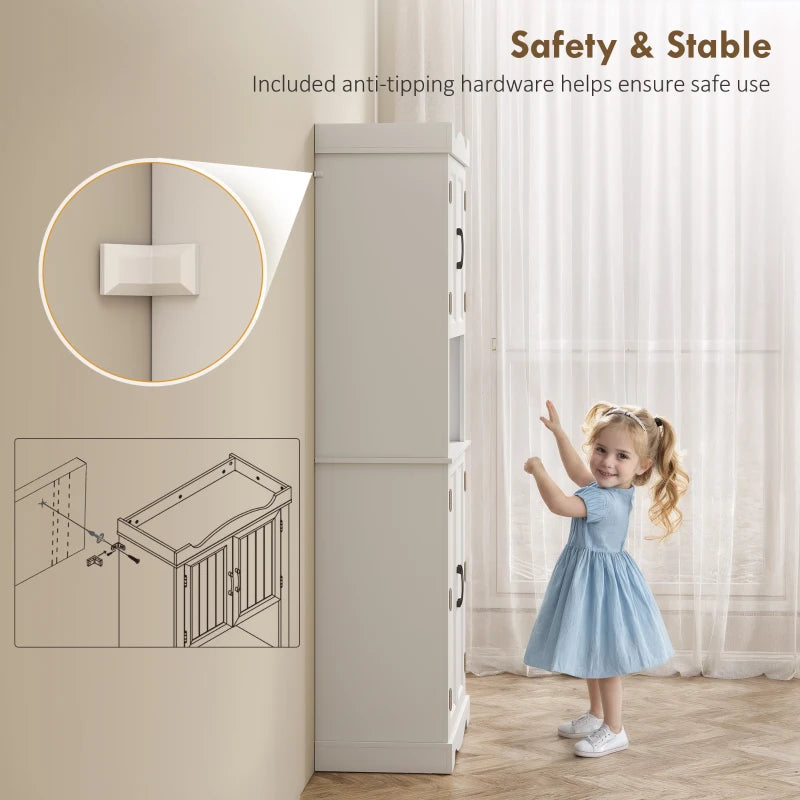 73" Kitchen Pantry Cabinet, Freestanding Kitchen Hutch with 12 Door Shelves, Adjustable Shelves, Microwave Stand, White