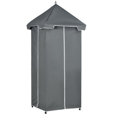 Outsunny Rolling Towel Rack Pool Outdoor Covered Caddy Shelf Basket PE Rattan Wicker 