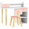 Qaba Kids Study Table and Chair Set, Kids Desk and Chair Set w/ Storage and Shelves, for 3-8 Year Old, Pink