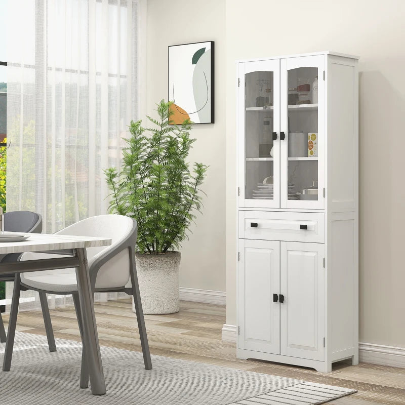 63" 4-Door Kitchen Pantry Cabinet, Freestanding Storage Cabinet Cupboard with Adjustable Shelves, White
