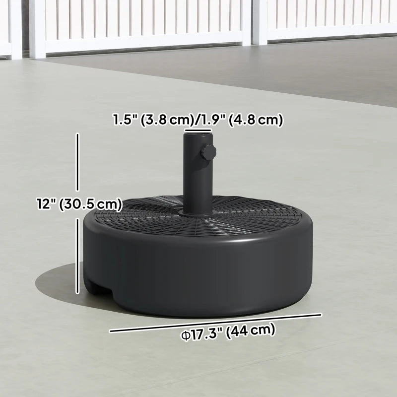 Patio Umbrella Base with Handle Outdoor Umbrella Stand Holder for 1.5" and 1.9" Poles Black