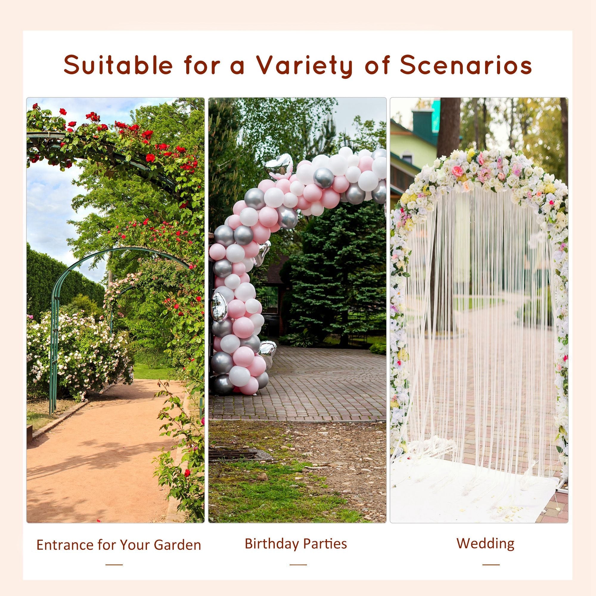 Outsunny 7.5ft Fir Wood Garden Arch Trellis Outdoor Walkway Round Pergola Style Arbor 