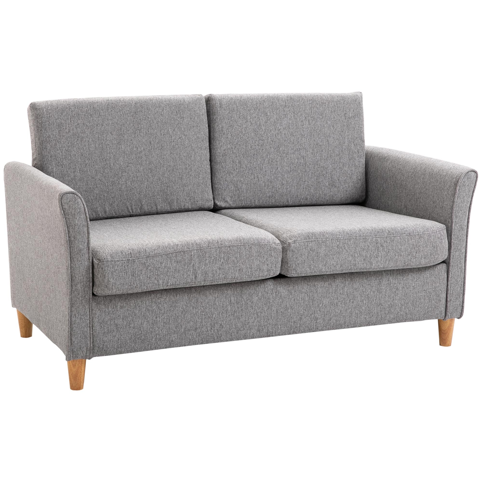 HOMCOM 55" Upholstered Loveseat Sofa: With Armrest, Sturdy Wood Legs for Living Room Furniture 