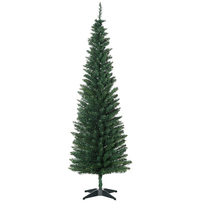 HOMCOM 6’ PVC Unlit Slim Artificial Pencil Christmas Tree Holiday Décor 