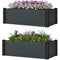 Vinyl Raised Garden Bed Kit, Set of 2 Elevated Garden Boxes with Open Bottom, Screwless Outdoor Planter Box