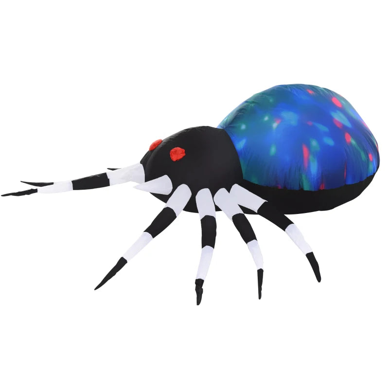 HOMCOM 5ft Long Halloween Giant Scary Spider – LED Lighted Airblown Inflatable Lawn Decoration 