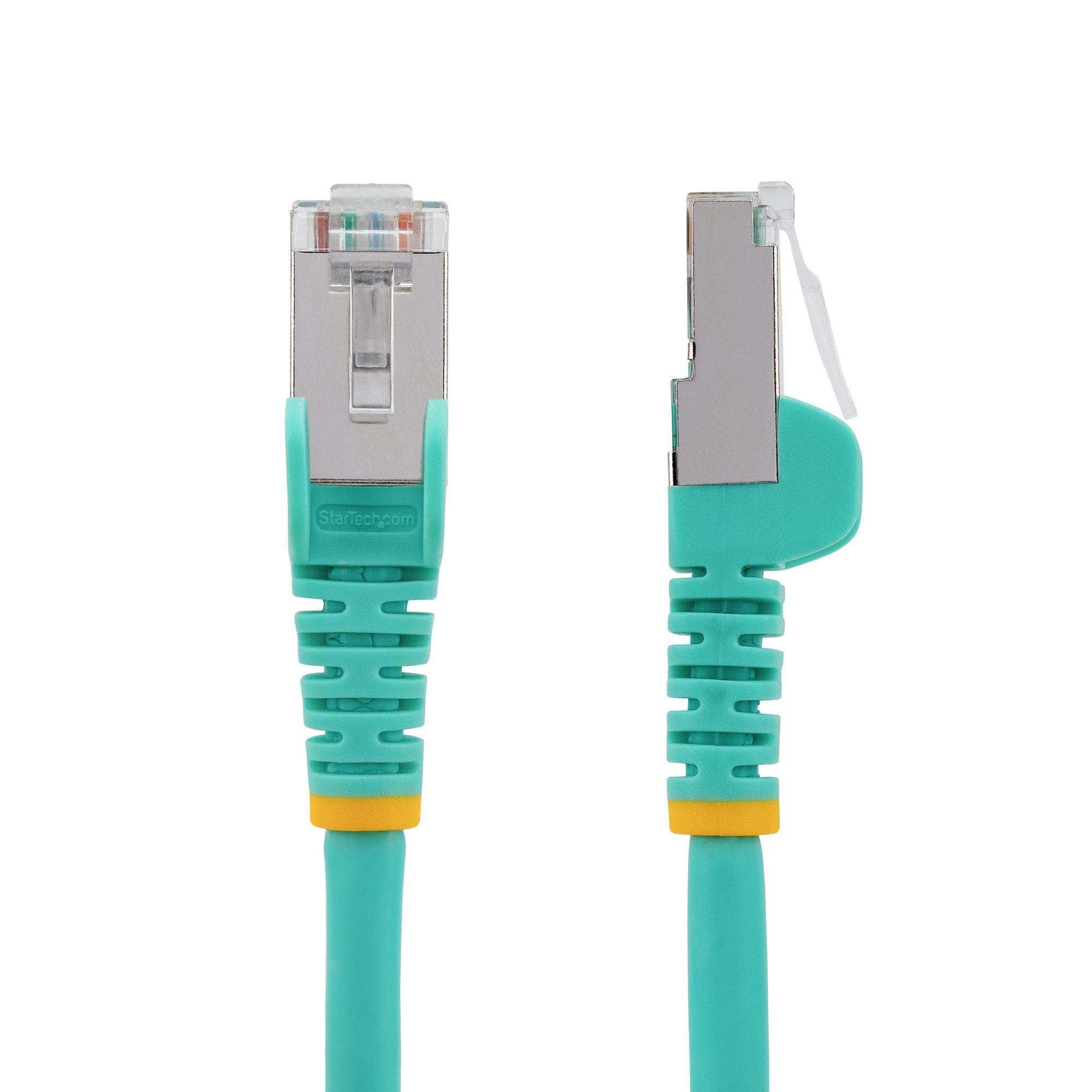 CAT6a Ethernet Cable - Aqua - Low Smoke Zero Halogen (LSZH) - 10GbE 500MHz 100W PoE++ Snagless RJ-45 w/Strain Reliefs S/FTP Network Patch Cord 