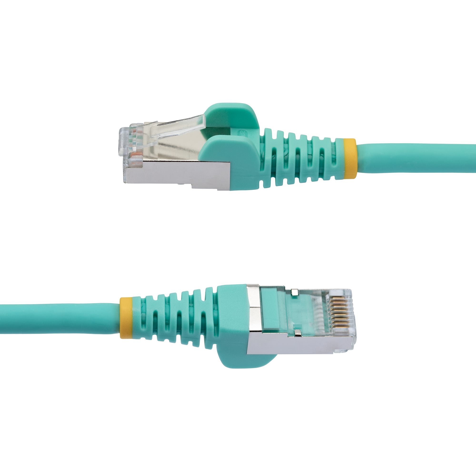 CAT6a Ethernet Cable - Aqua - Low Smoke Zero Halogen (LSZH) - 10GbE 500MHz 100W PoE++ Snagless RJ-45 w/Strain Reliefs S/FTP Network Patch Cord 