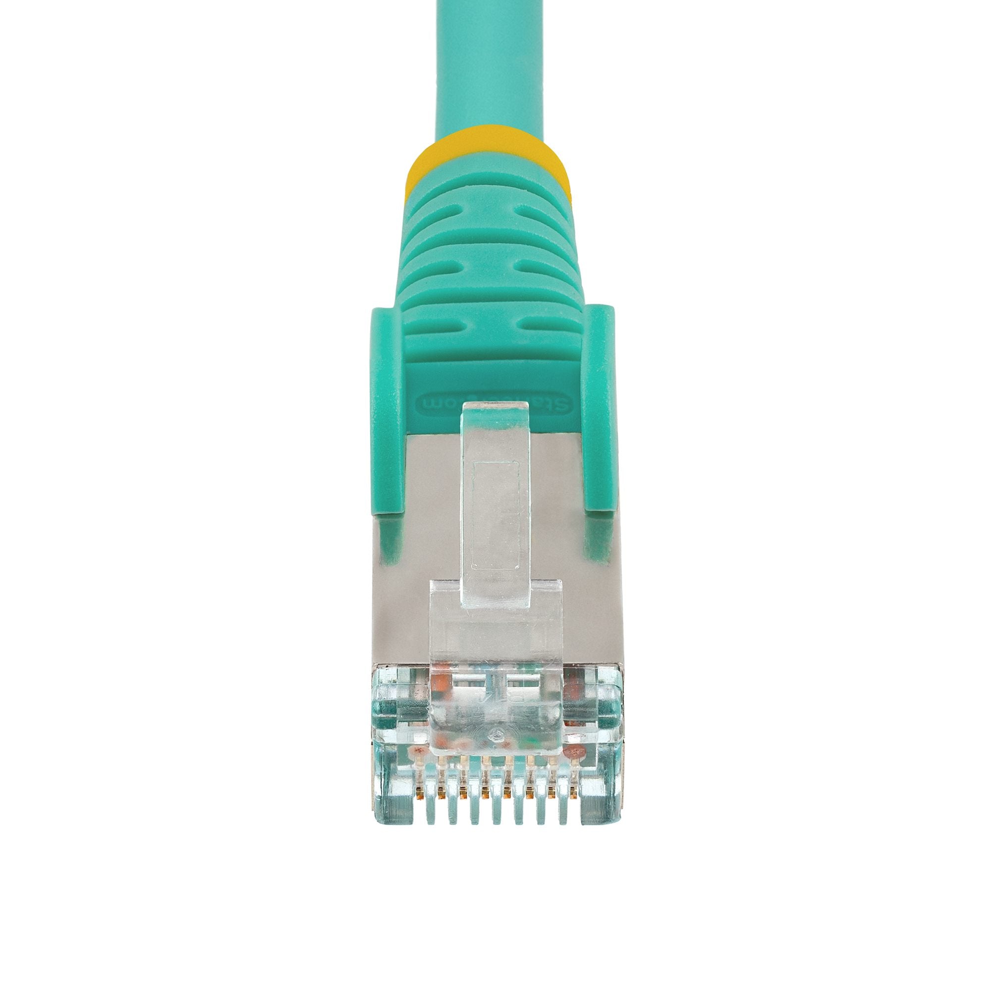 CAT6a Ethernet Cable - Aqua - Low Smoke Zero Halogen (LSZH) - 10GbE 500MHz 100W PoE++ Snagless RJ-45 w/Strain Reliefs S/FTP Network Patch Cord 