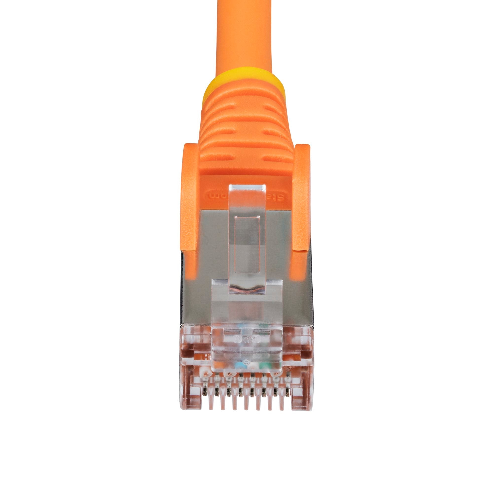 Orange CAT6a Ethernet Cable, Snagless RJ45, 10GbE, 100W PoE++, S/FTP, LSZH, 27AWG Pure Bare Copper Wire, 500MHz, Shielded Network Patch Cord w/Strain Reliefs, Fluke Tested/ETL Verified 