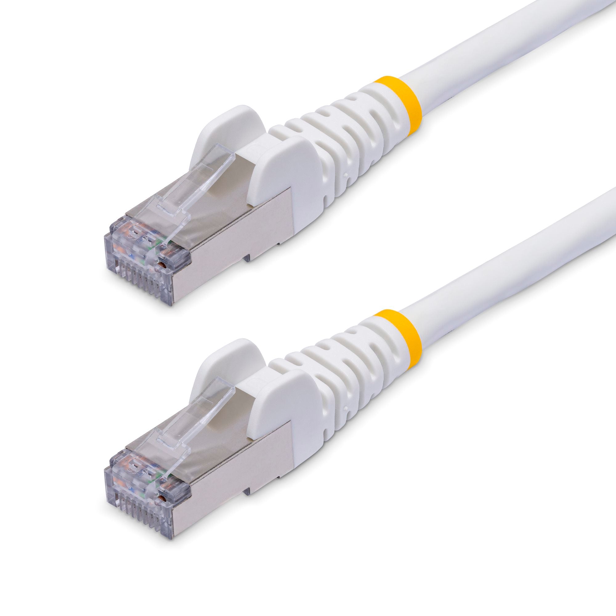 White CAT8 Ethernet Cable, Snagless RJ45, 25G/40G, 2000MHz, 100W PoE++, S/FTP, 26AWG Pure Bare Copper Wire, LSZH, Shielded Network Patch Cord w/Strain Reliefs, Fluke Channel Tested 
