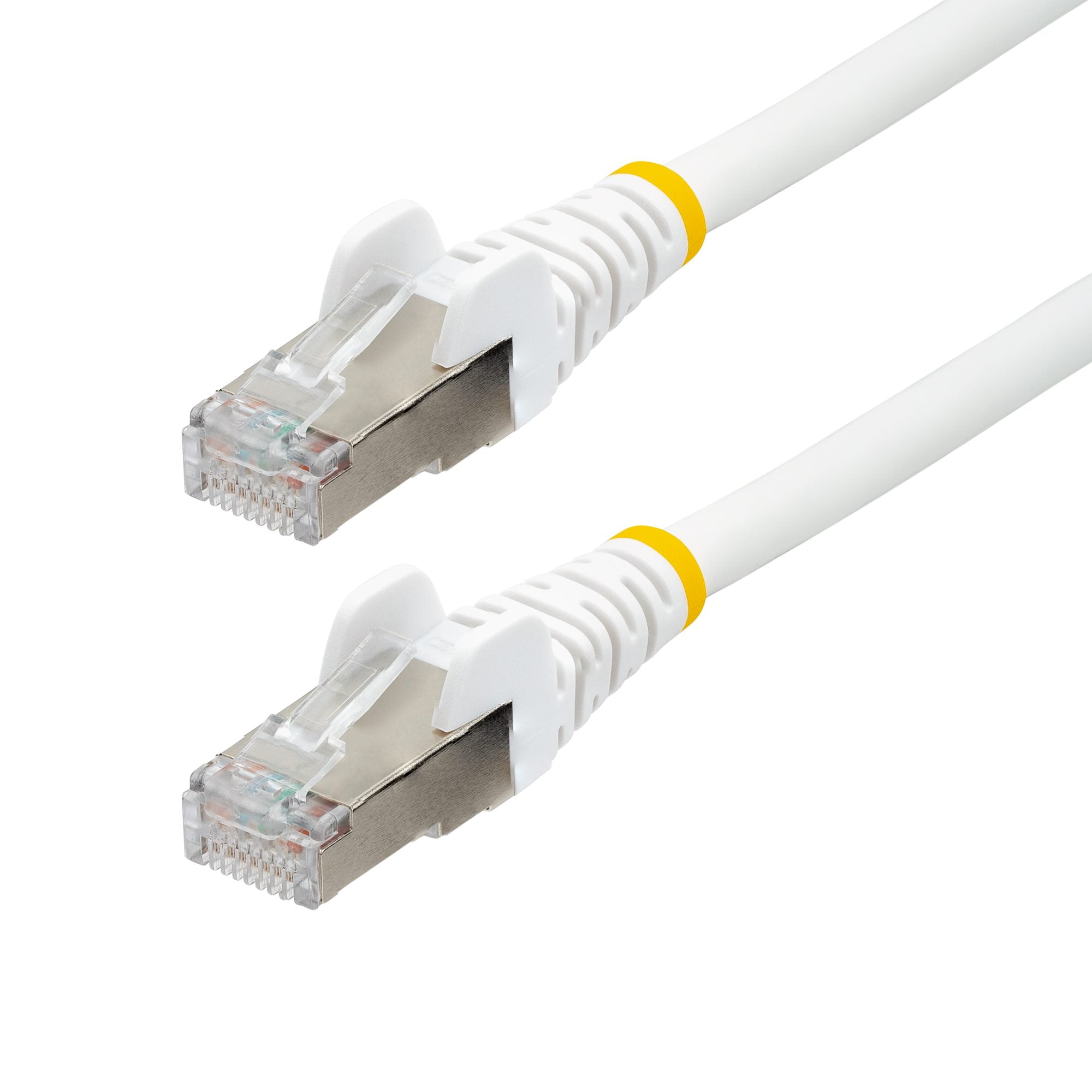 White CAT6a Ethernet Cable, Snagless RJ45, 10GbE, 100W PoE++, S/FTP, LSZH, 27AWG Pure Bare Copper Wire, 500MHz, Shielded Network Patch Cord w/Strain Reliefs, Fluke Tested/ETL Verified 