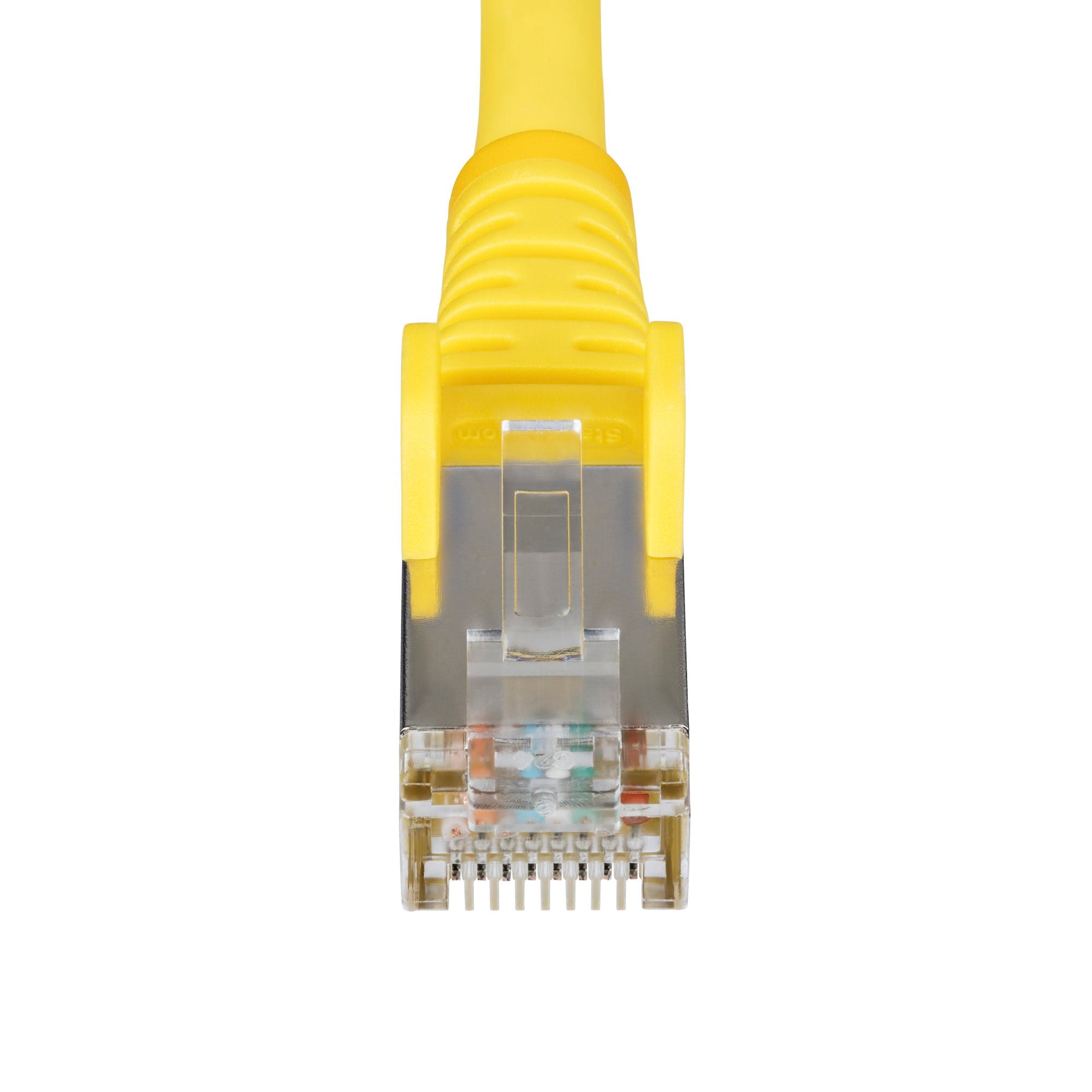 Yellow CAT6a Ethernet Cable, Snagless RJ45, 10GbE, 100W PoE++, S/FTP, LSZH, 27AWG Pure Bare Copper Wire, 500MHz, Shielded Network Patch Cord w/Strain Reliefs, Fluke Tested/ETL Verified 