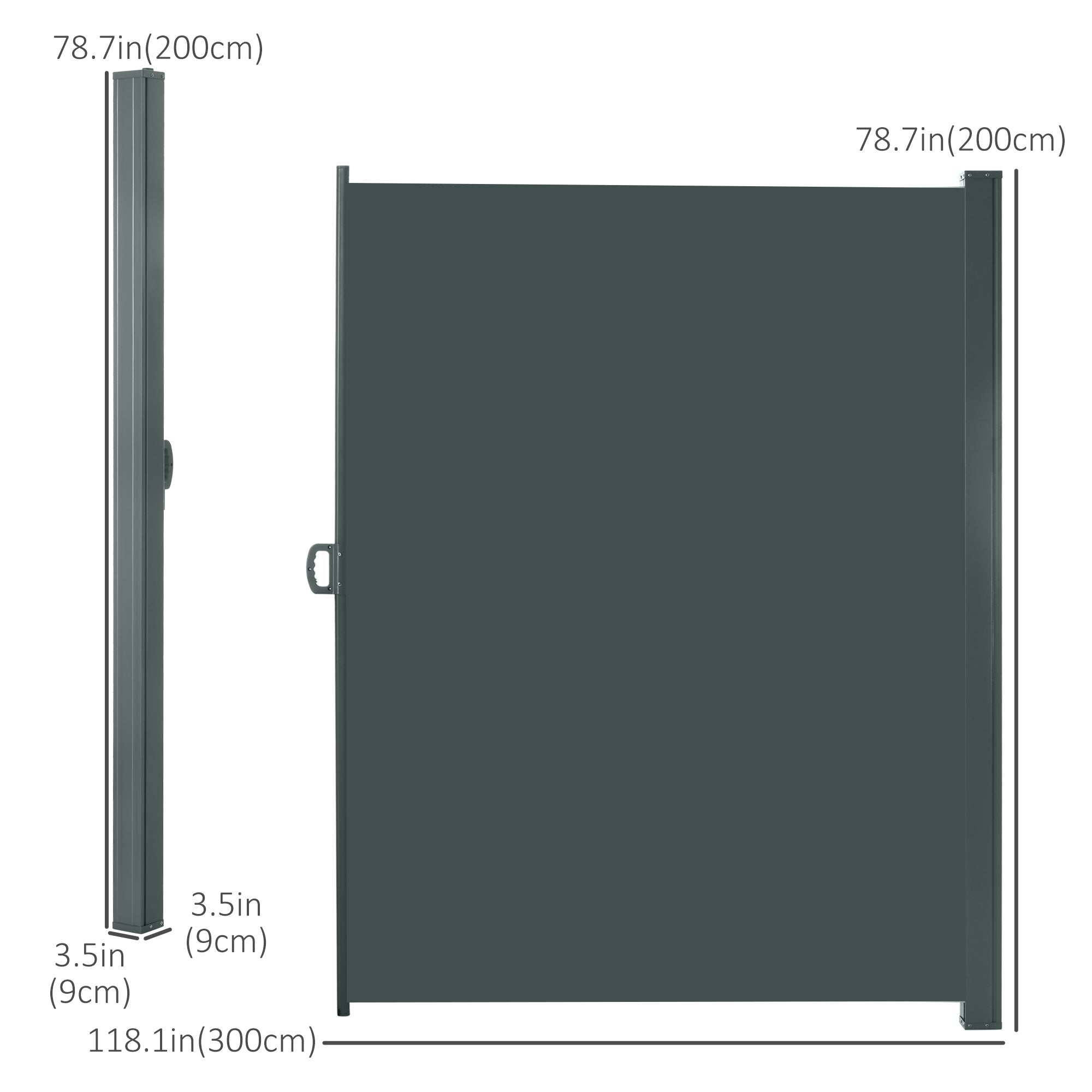 Outsunny 118" x 79" Retractable Side Awning Patio Outdoor Folding Privacy Screen with Resistance to UV Rays & Wind, Gray 