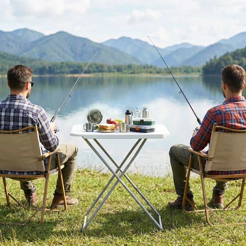 Folding Picnic Table 5-Level Height Adjustment, Portable Camping Table for Outdoor Indoor Use 30" x 20", White