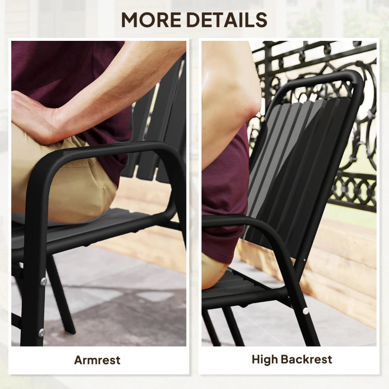Stackable Outdoor Dining Chairs Set of 4, for Patio, Balcony, Deck, Garden, Black