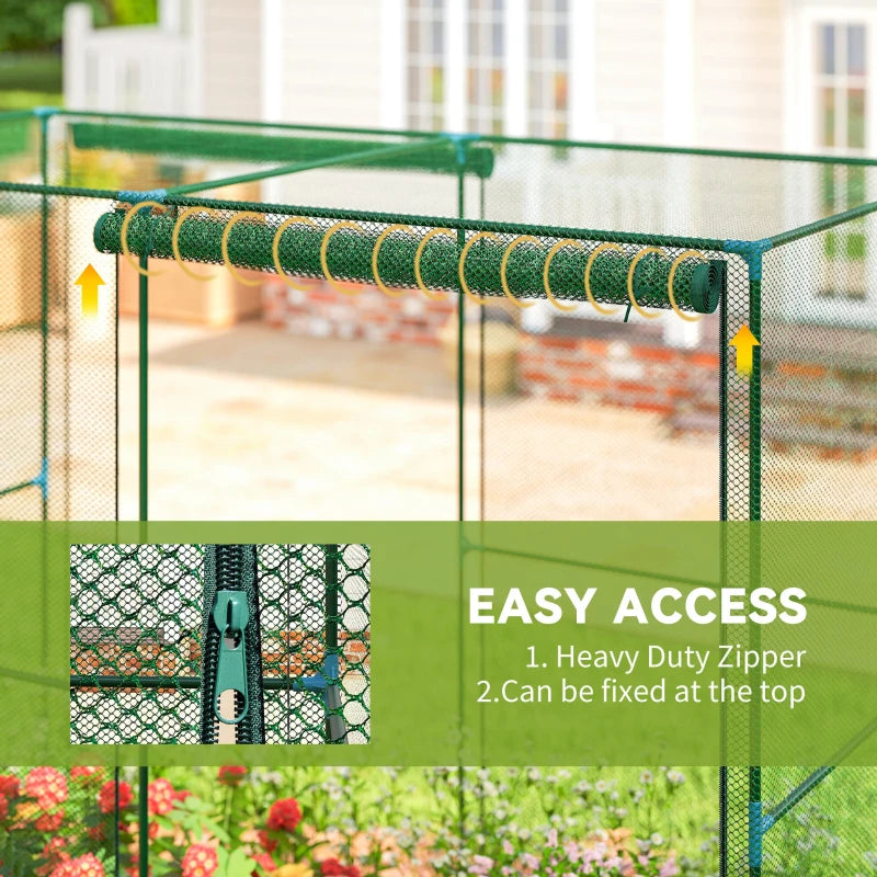 8' x 4' Crop Cage, Plant Protection Tent with Zippered Doors for Vegetable Garden, Backyard, Green