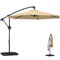 9.7 ft Offset Patio Umbrella with Water/Sand Fillable Weights, Garden Hanging Parasol with Locking Latch, Khaki