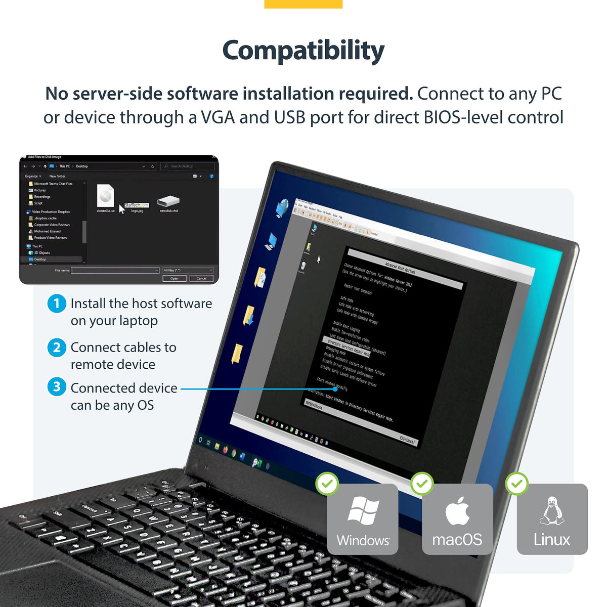 StarTech.com USB 2.0 Laptop Crash Cart Adapter, Portable VGA KVM Server Console for Servers, PCs, ATMs & Kiosks