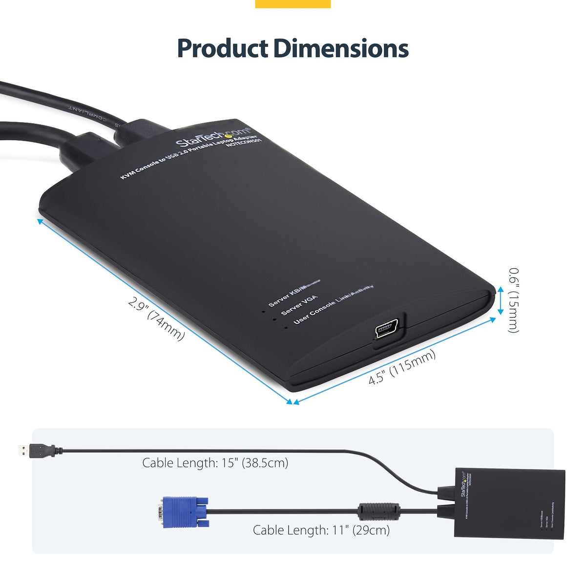 StarTech.com USB 2.0 Laptop Crash Cart Adapter, Portable VGA KVM Server Console for Servers, PCs, ATMs & Kiosks