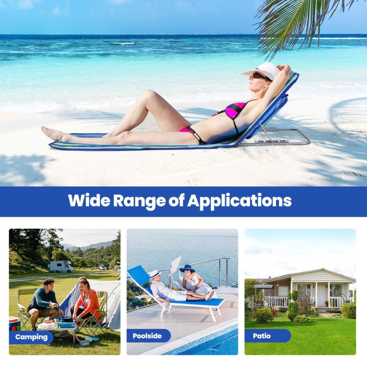 3-Piece Folding Beach Lounge Chair Set with Side Table – 2 Adjustable Reclining Chairs