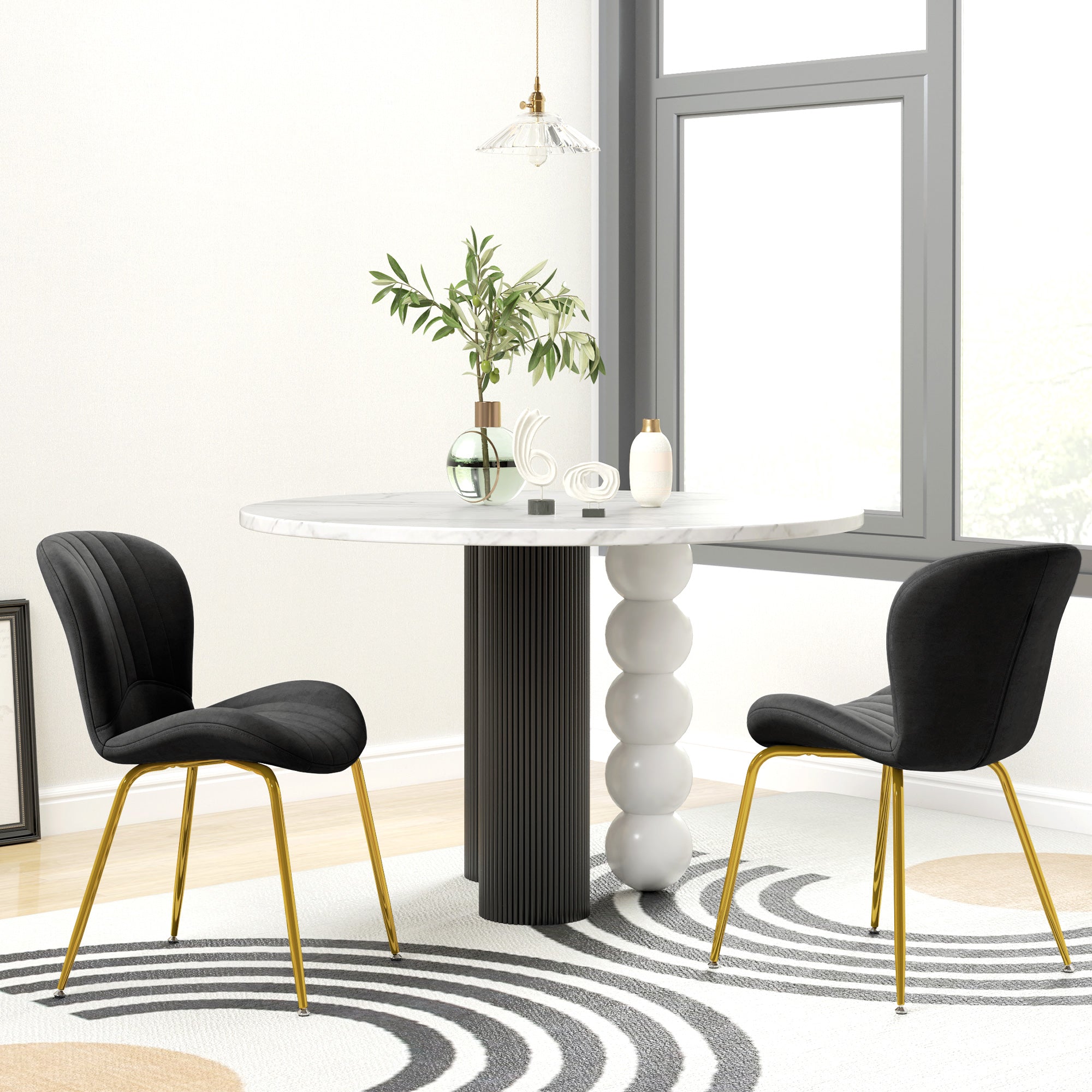 HOMCOM Dining Chairs Set of 2, Modern Accent Chair with Cushioned Backrest, Upholstery for Living Room, Dark Grey 