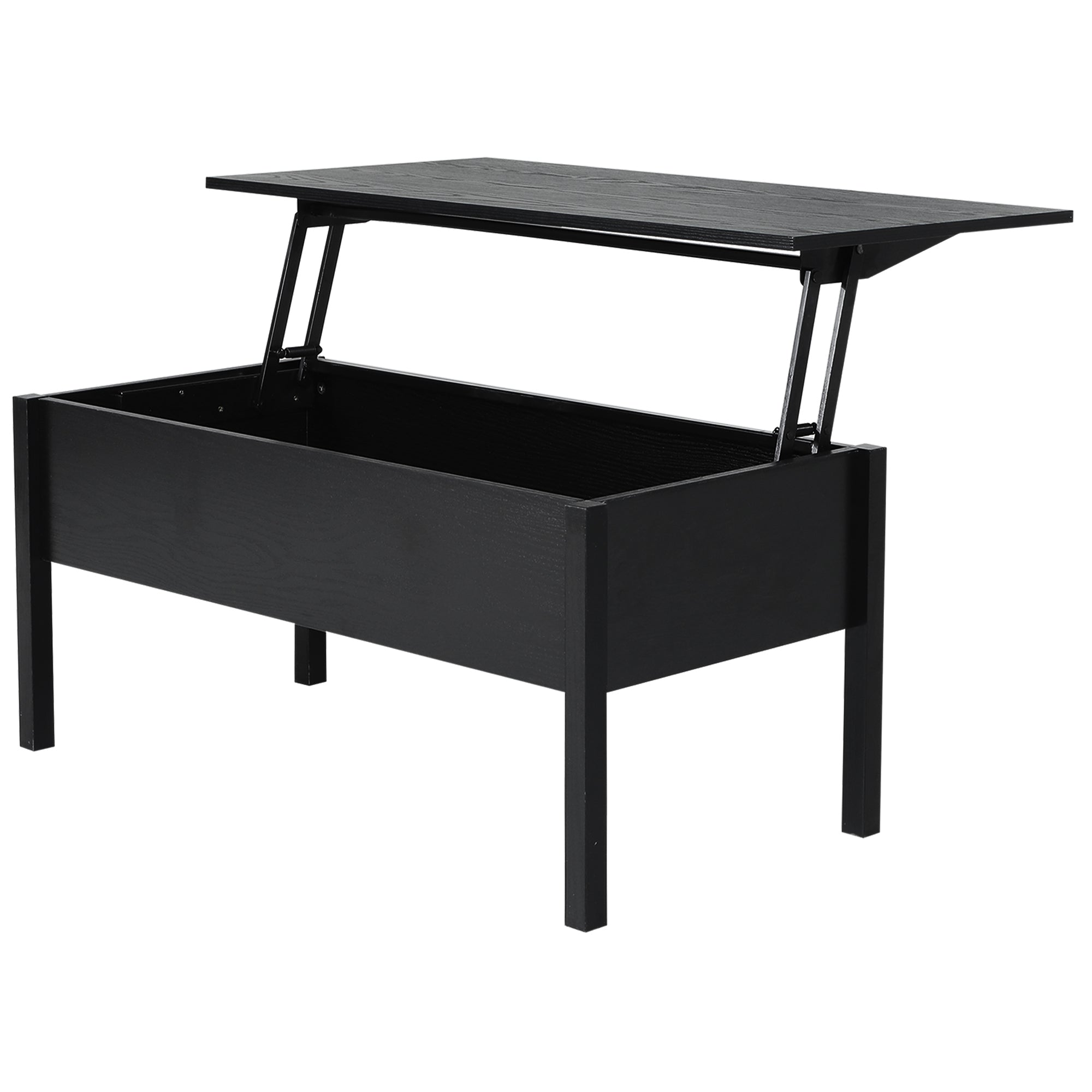 HOMCOM Black 39" Modern Lift Top Coffee Table: Center Table with Hidden Storage Compartment for Living Room 