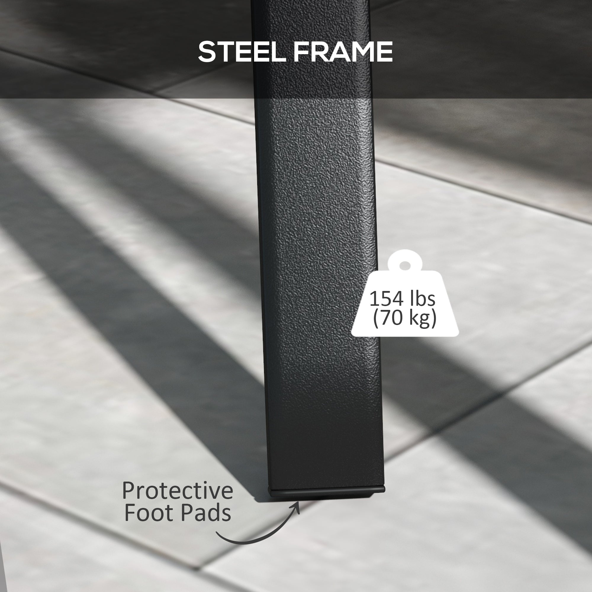 Outsunny Rectangle Patio Dining Table Steel Legs Metal Tabletop for 4 People Garden Backyard Lawn Balcony Black 