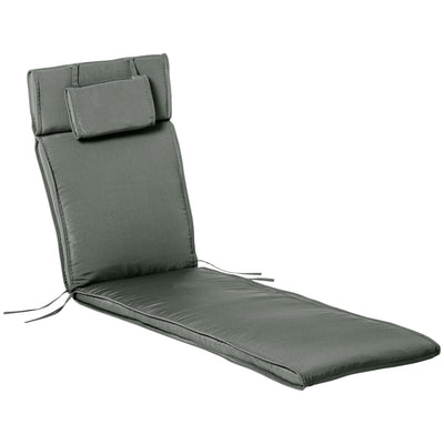 Outsunny Patio Lounger Chair Cushion Replacement Deep Seat Outdoor Cushions with Headrest Grey Removable Cover 